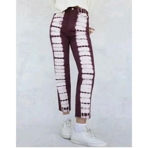 Pacsun 26 High Rise Straight Jeans Tie Dye Raw Hems Button Fly Eco Raspberry